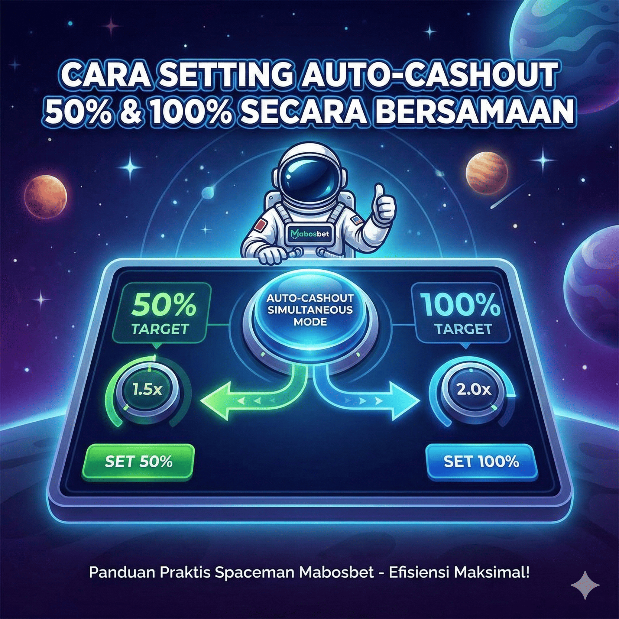 Cara Setting Auto-Cashout 50% dan 100% Secara Bersamaan di Spaceman Mabosbet